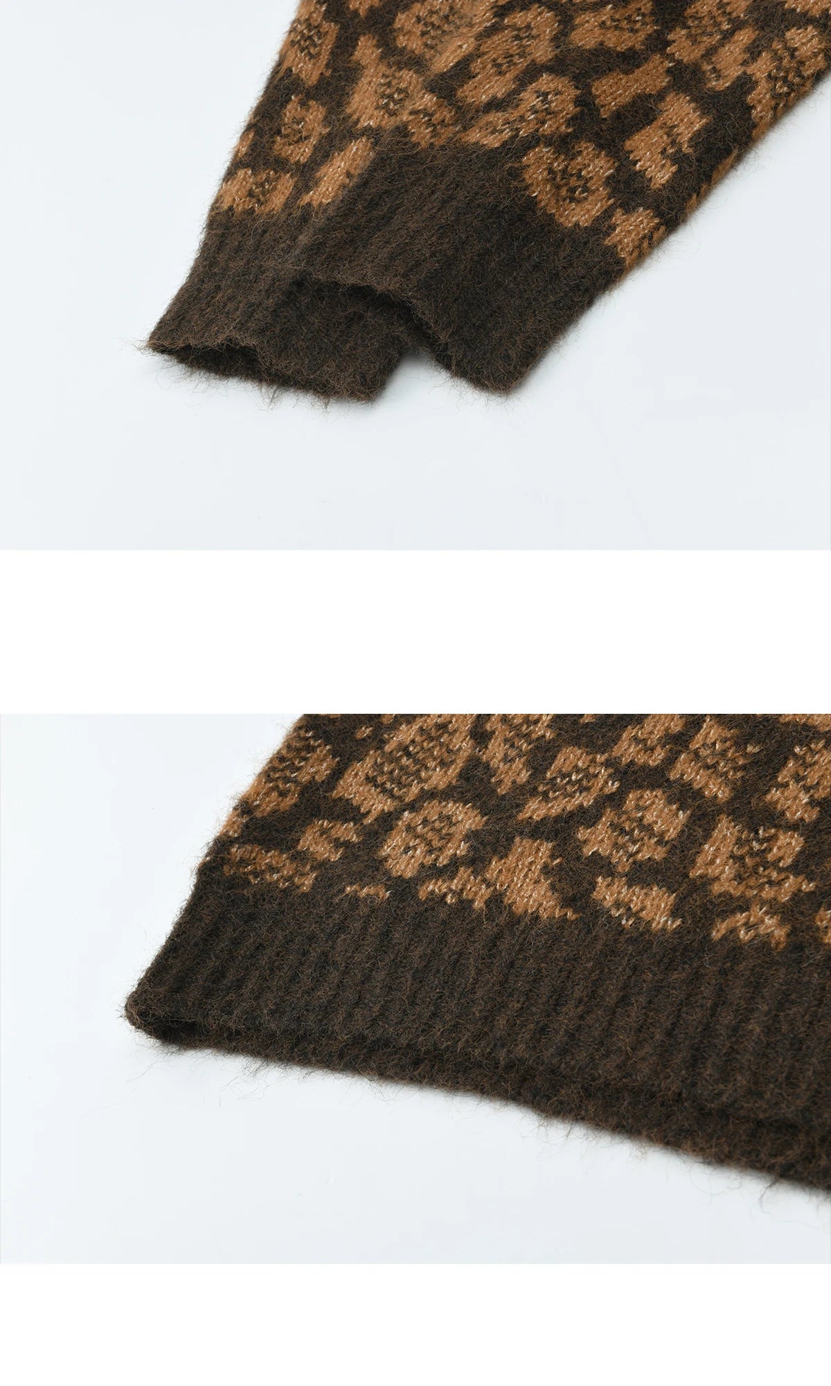 MISHOW Women's Color Block Geometric Leopard Jacquard Sweater Winter French Half Turtleneck Dropped Sleeve Knitwear MXE91Z2839