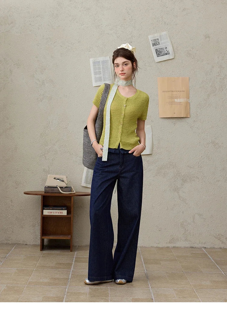 MISHOW Summer Knitted T-Shirts 2025 New Solid Short Sleeve Round Neck Thin Tops Female Fashion Versatile Office Lady MXE31Z1229