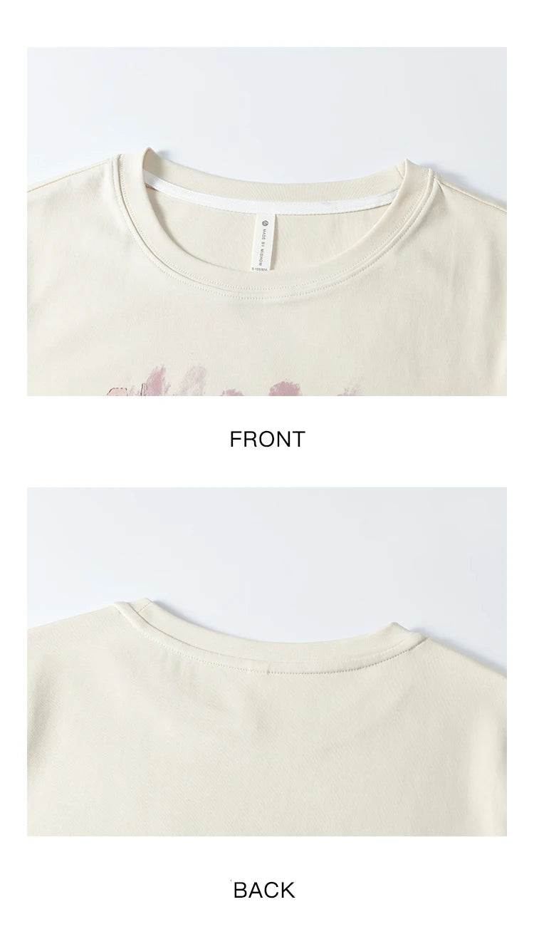 MISHOW Iris Cool Cotton T-shirt for Women Spring 2025 Spray Printing Slim Tees Round Neck Breathable Versatile Top MXE13T0453