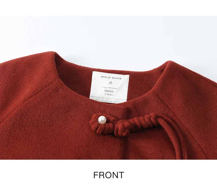 MISHOW Tweed Jacket Midi Skirts Separately Removable Fur Collar Frog Short Coat Cotton Clip A-LINE Pleated Skirt MXD59W0609