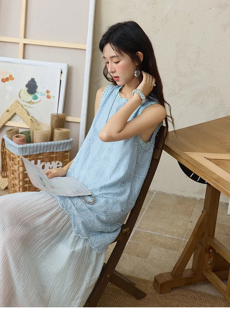 Mishow French Embroidery Fake Two-Piece Vest Dress MXE34L2311