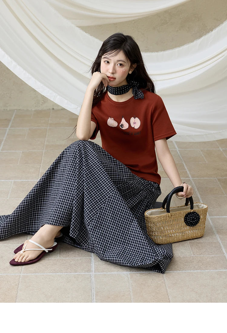 MISHOW Summer Print Casual T-shirt Women New 2025 Short Sleeve Round Neck Slim Shirts Female Fashion Office Lady Tops MXE33T0500