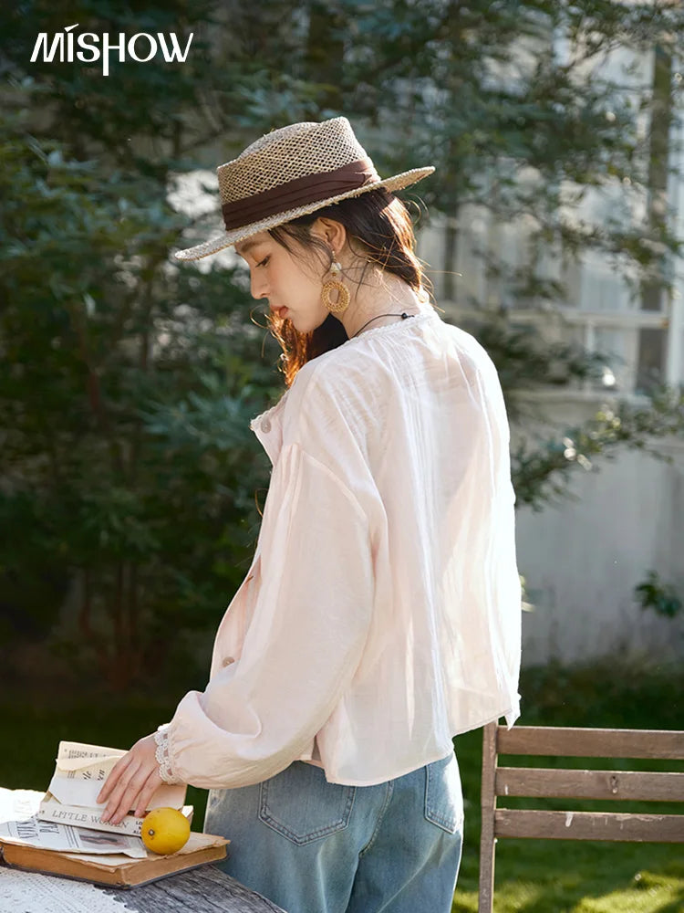 MISHOW Thin Shirt Set for Women 2025 Summer New Ladies Casual Tank Top Sunshade Button Shirt Stacked Two Piece Set MXE39T0689