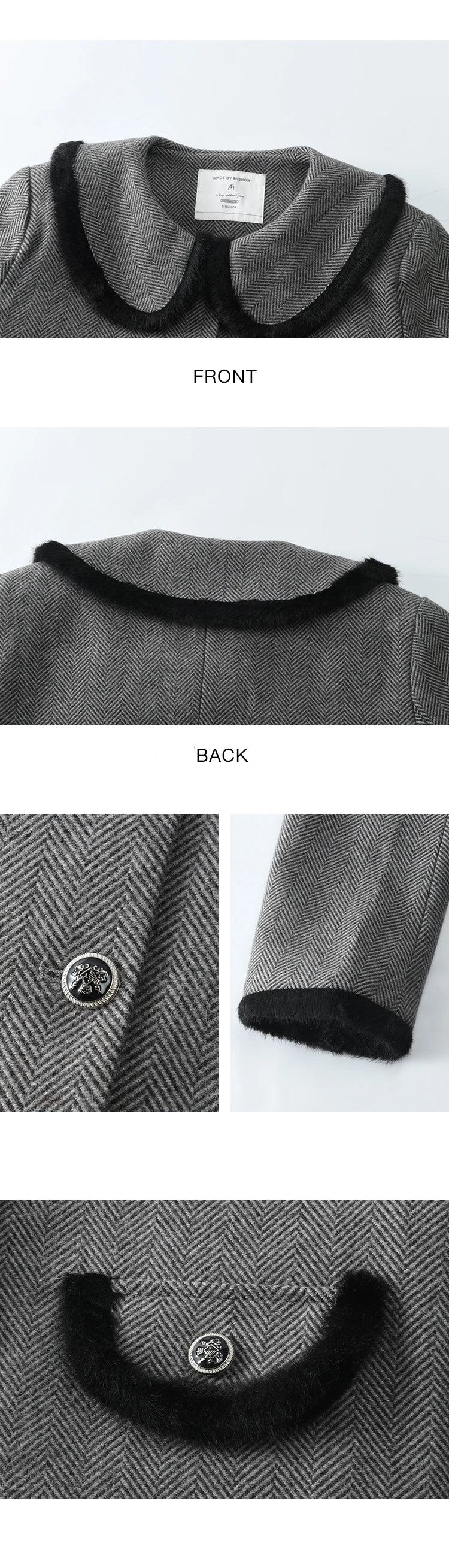 MISHOW Plaid Tweed Jacket Short Skirt Separately Women 2024 Winter Fashion Korean Collar Jacket Half Pleated Skirt MXD43W0442