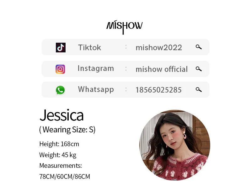 MISHOW Christmas Retro Red Imitation Mink Fur Soft Cardigan 2025 Winter Snowflake Jacquard Sweater Round Neck Tops MXE91Z2801