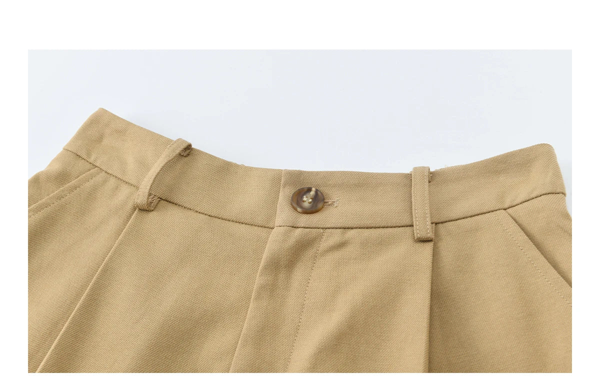 MISHOW Women's Khaki Three-Piece Set Spring Cropped Lapel Short Jacket Irregular Polka Dot Vest Wide Leg Pants Set MXF13T1478