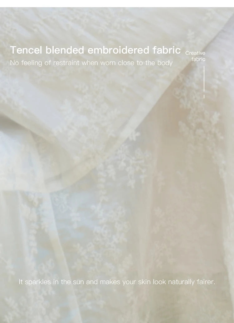 Mishow V-Neck Lace Embroidery Puff Sleeve Dress MXE39L2432