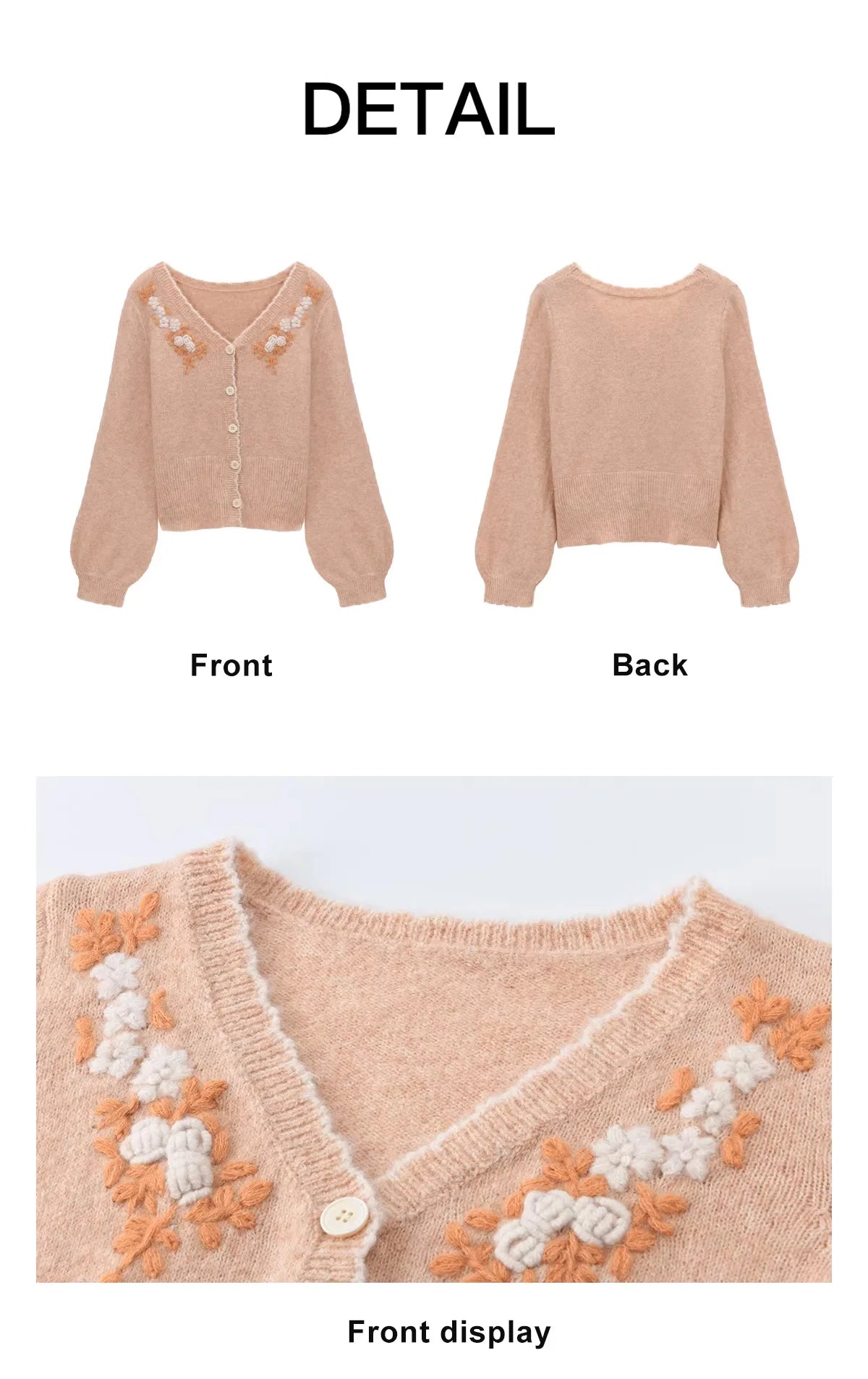 MISHOW Women's Floral Embroidery Knitted Cardigan 2026 Spring V-Neck Casual Short Tops Elegant Slim Knitted Sweater MXF11Z2917