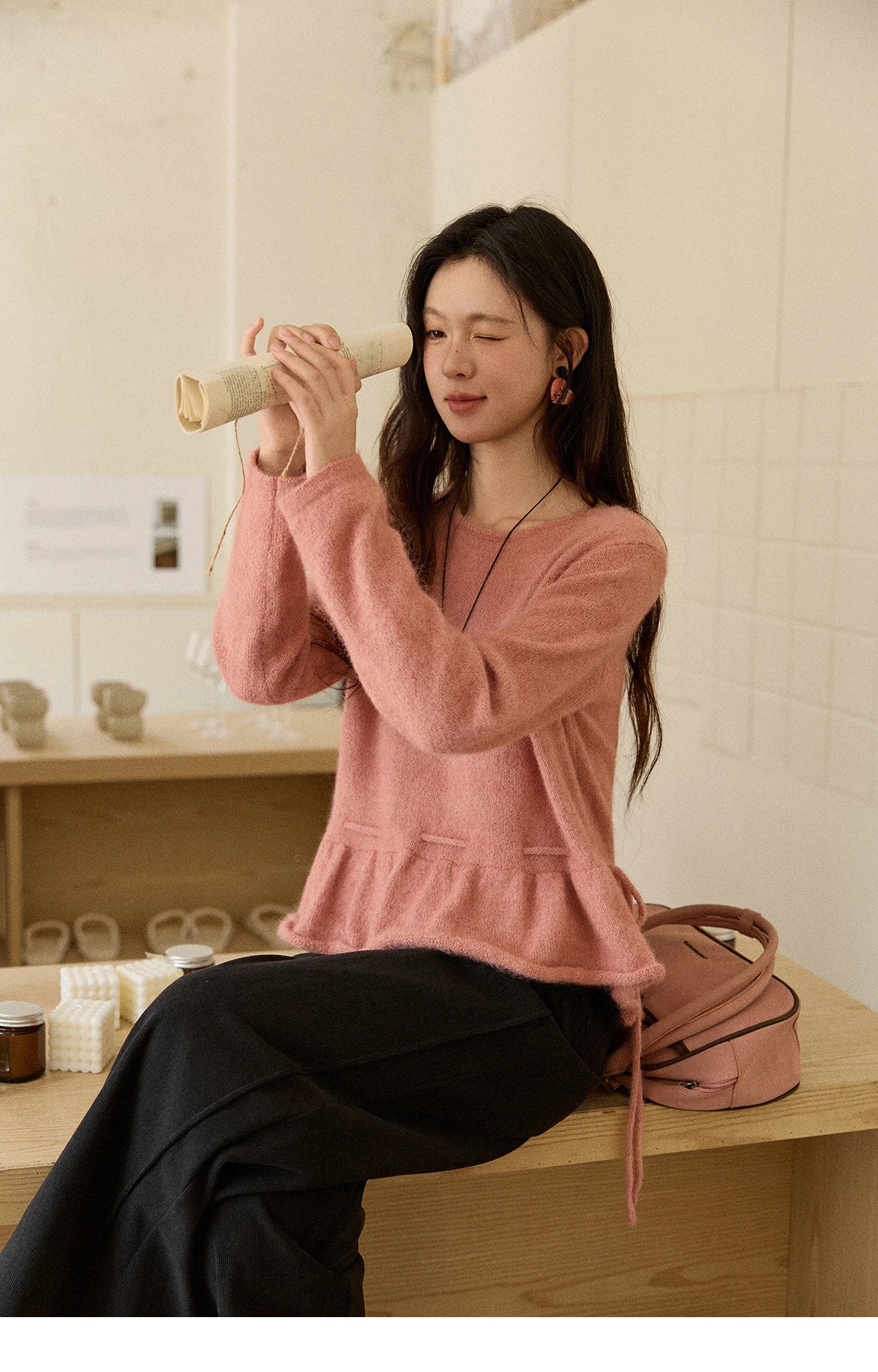 MISHOW Corduroy Straight Leg Pants for Women 2025 Winter Silver Fox Velvet Commuter Trousers Solid Casual Warm Pants MXE91K1125