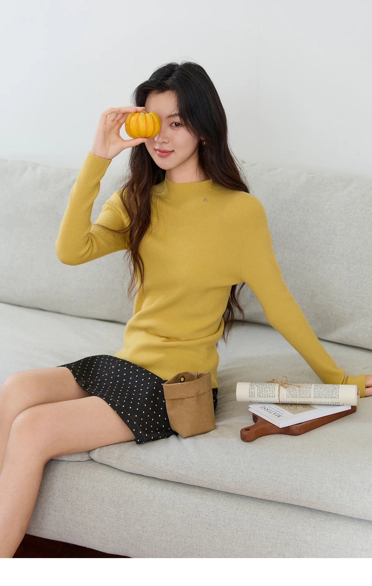 MISHOW Woman Long-sleeved Tops 2025 Autumn Winter Minimalist Mock Neck Knited Top Commute Casual Slim Pullover Woman MXE48Z2583
