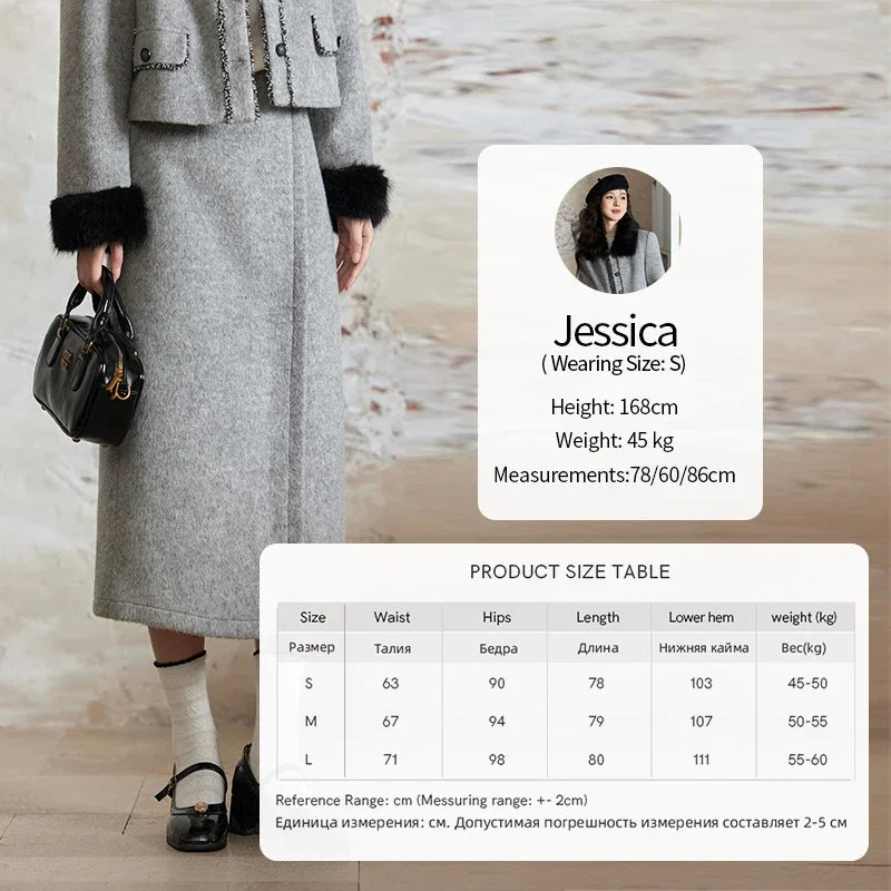 MISHOW Short Tweed Jacket Temperament Midi Skirts Separately Color Clash Lace Design Winter Skirt Thickened Coat MXD54W0553