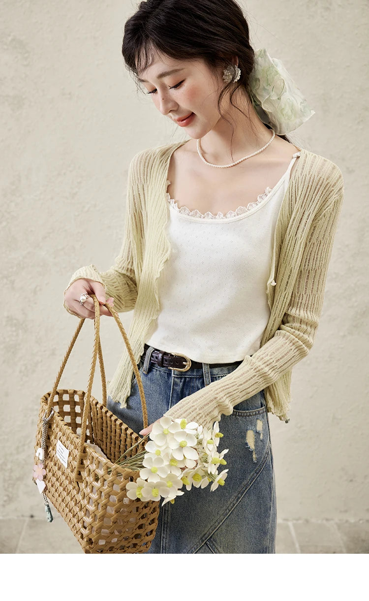 MISHOW Casual V-neck Knitted Cardigan Women 2025 Spring Long Sleeve Solid New Cardigans Female Fashion Office Lady MXE16Z1193