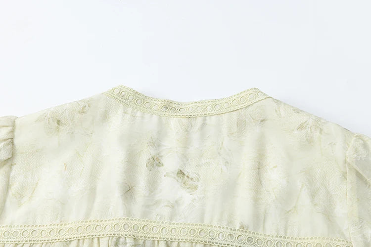 MISHOW Floral V-neck Drawn Tassels Dresses 2025 Spring Summer Hollow Out Lantern Sleeve Dresses Vacation Doll Dress MXE15L2121