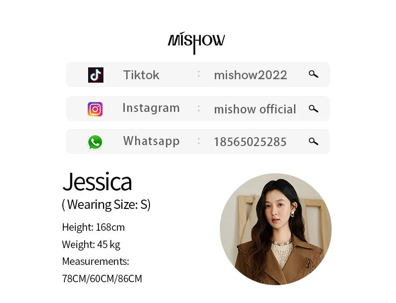 MISHOW Women's Trench Coat 2025 Autumn Hollow Embroidery Mid-length Windbreaker Double-breasted Belt Retro Jacket MXE46W0862