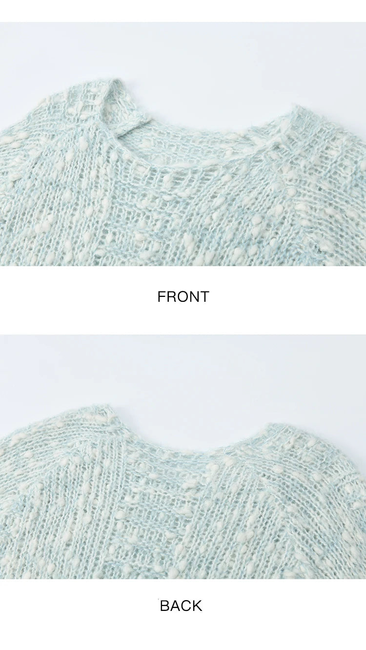 MISHOW Scoop Neck Loose Sweater 2025 Autumn Raglan Sleeve Casual Knitted Top Hollow-out Wool Blend Soft Warm Sweaters MXE46Z2565