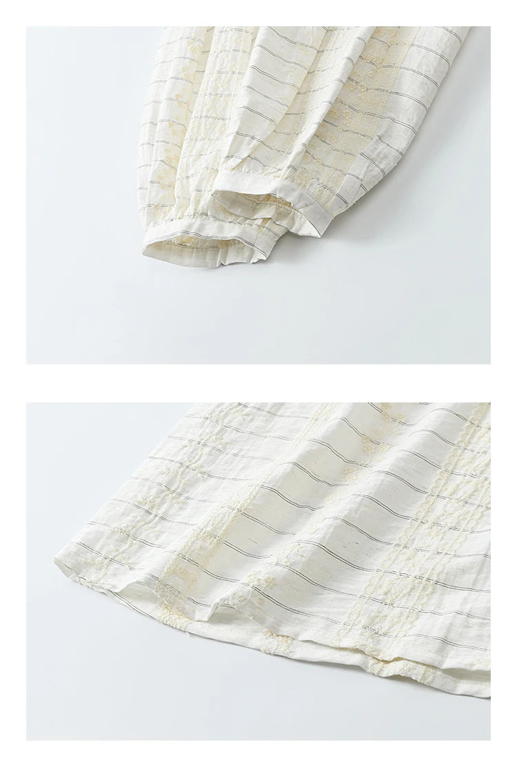 MiSHOW French Striped Blouses Women Spring New 2025 Long Sleeve Lace Collar Shirts Female Fashion Solid Chiffon Tops MXE12C0387