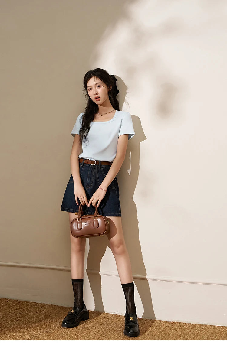 MISHOW High Waisted Denim Skirts for Women 2024 Summer New Fashion Simple Versatile Female Korean Style Chic Skirt MXD23B0366