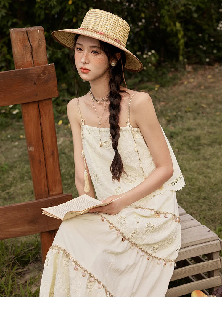 MISHOW Bohemian Summer Camisole Skirt Sets Women 2025 Sleeveless Embroidery Tops Long Skirts Female New Fashion MXE34T0568