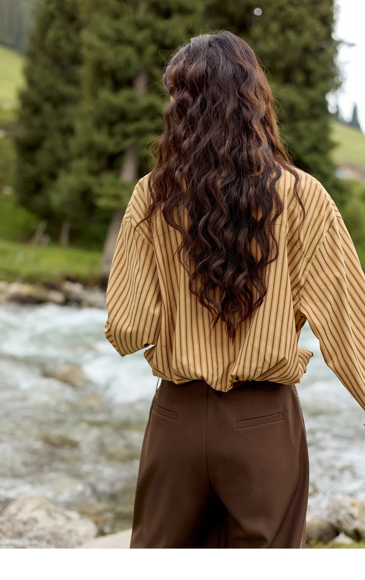 MISHOW Loose Lapel Collar Stripe Fake Two Piece Splicing Shirt for Women 2025 O-neck Asymmetric Square Pocket Shirts MXD43C0303