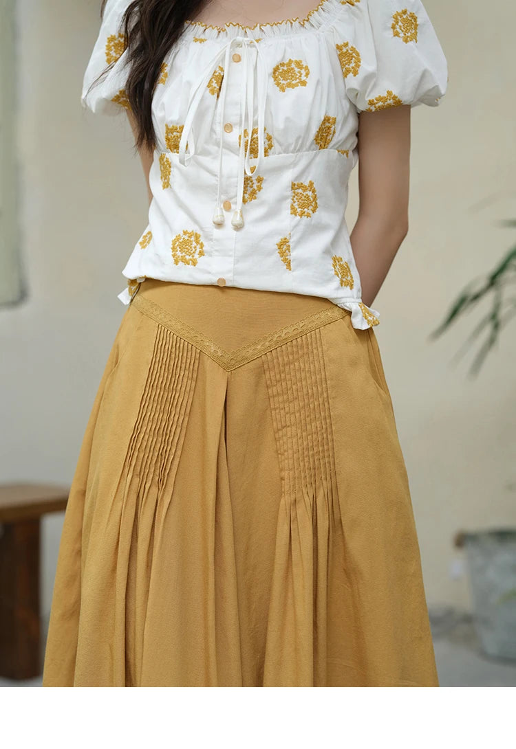 MISHOW Fashion High Waist Skirts for Woman 2025 Summer New Ladies Casual Pocket Bottom Spliced Hollow Out Lace Skirts MXE35B0724