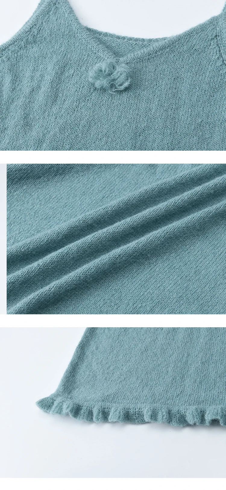 MISHOW Blue Knitted Cardigan Strap Two Piece Set 2025 Autumn Sweater Cardigan Lotus Leaf Edge Flower V-neck Camis Set MXE45T1377