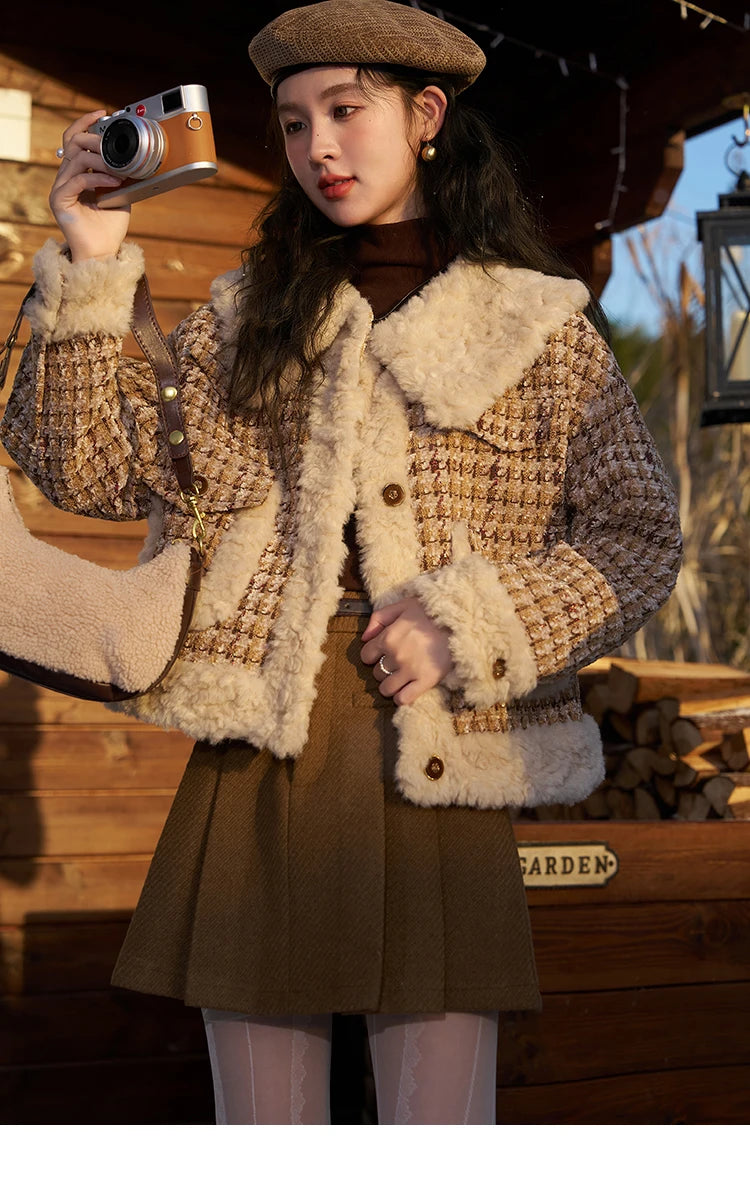 MISHOW Winter Parkas Jacket Women High Quality Loose Padding Cotton Coat Thick Warm Houndstooth Puff Jackets Ladies MXC54W0137