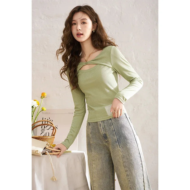 MISHOW Hollow Knitted T-shirt Plaid Contrast Straight Tube Suspender Midi Dress Separately Women 2024 Office Lady MXD14L1679