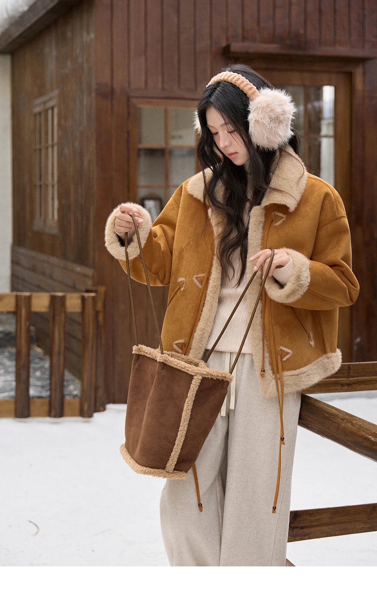 MISHOW Suede Imitation Mink Fur Coat Women Winter 2025 Retro Thick Plush Lace Up Coat Warm Lapel Jackets Office Lady MXE90W0921