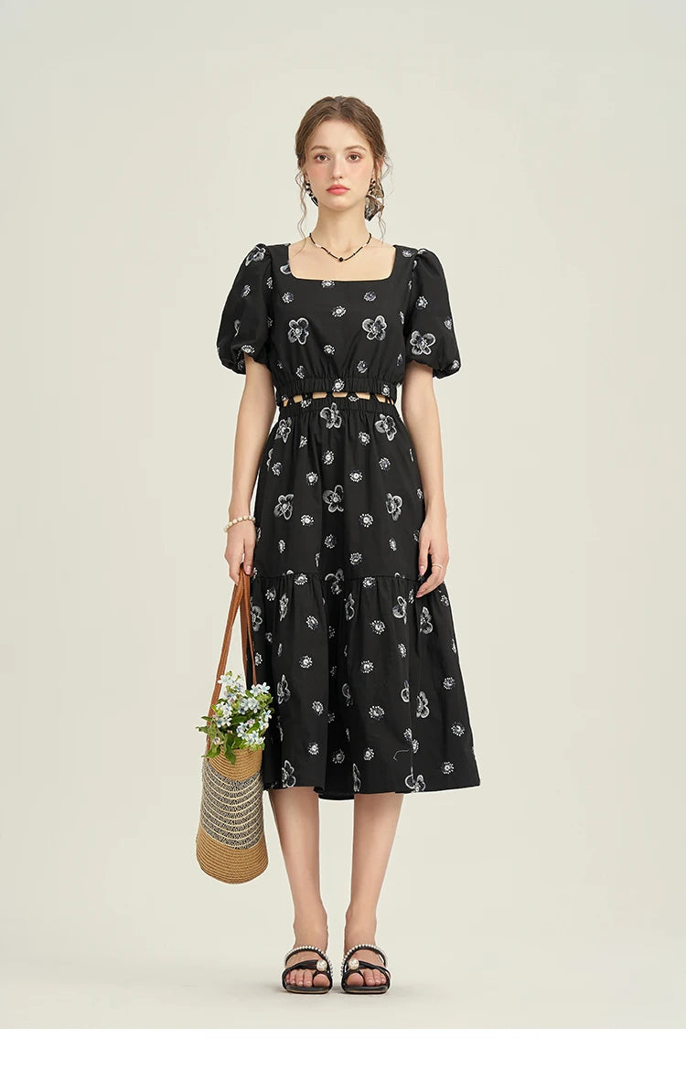 MISHOW High Waist Slim Floral Printing A-line Skirts Temperament Mid Length Skirt 2025 Summer Elastic Waist Skirt MPD21B0398