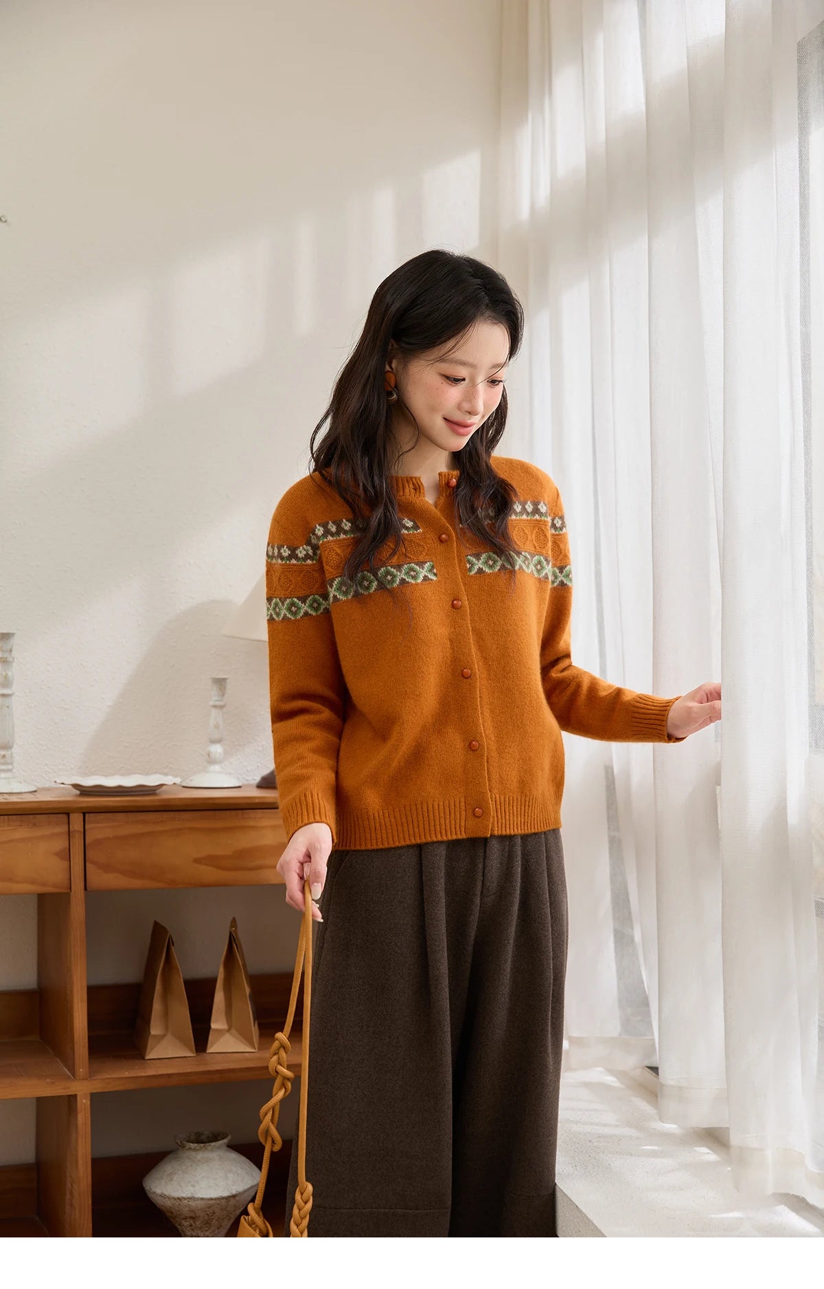 MISHOW Women Pants 2025 Autumn Winter Retro Brown Wide-leg Pants High Waist Design Loose Casual Drape Pants MXE88K1122