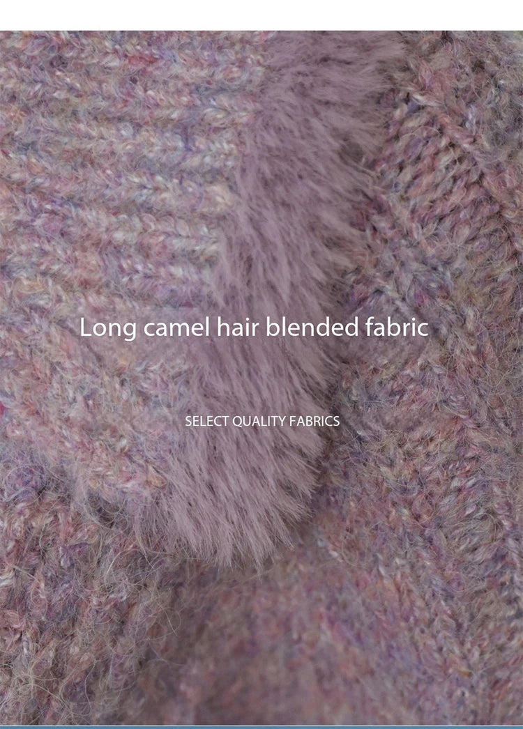 MISHOW Cardigans Ladies 2025 Winter Loose Retro Purple Turn-down Collar Imitation Mink Sweater Commute knit Top MXE88Z2616