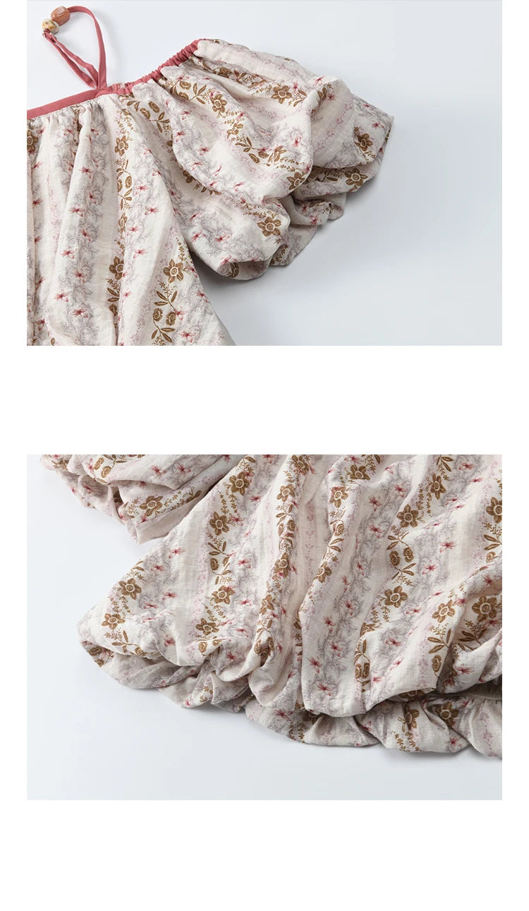 MISHOW French Summer Blouses Women New 2025 One-shoulder Floral Short Sleeve Contrast Color Shirts Woman Fashion MXE31X1767