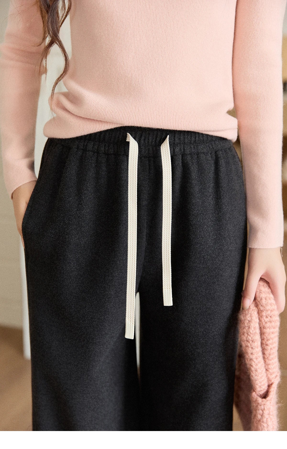 MISHOW Wide-leg Pants for Women 2025 Autumn Winter High Waist Straight Lace-up Loose Pants Retro Casual Slim Pants MXE89K1100