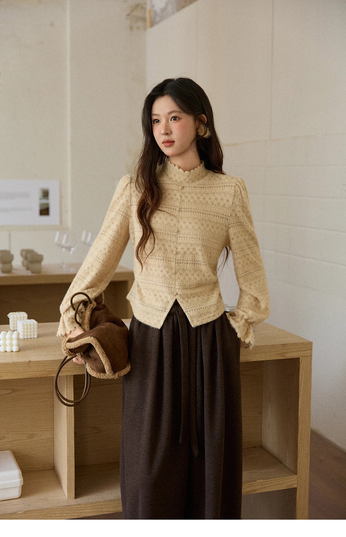 MISHOW Apricot Suede Jacket with Plush Collar Lapel for Women 2025 Winter Warm Overcoat Ladies Retro Thickening Coats MXE91W0987