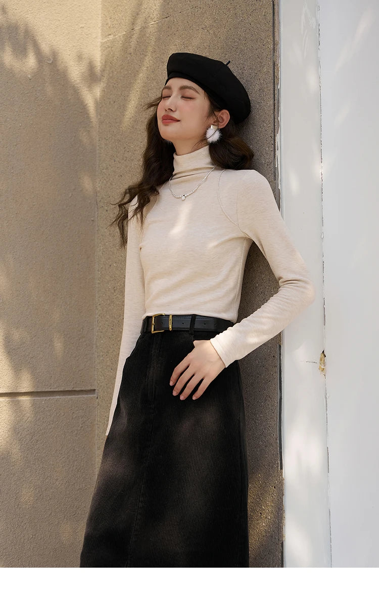 MISHOW Mock Neck Bottoming Shirt Long Sleeve Inner Tops for Women 2023 Autumn Winter New Fashion Warm Slim T-shirt MXC58Z0290