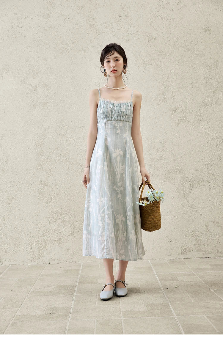 MISHOW Print Spring Summer Suspender Dress Women 2025 Square Collar Sleeveless Korean Dresses Lady New Fashion Slim MXE16L2127