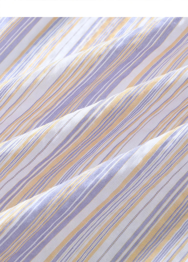 MISHOW Purple Striped Loose Shoulder Shirt for Women 2025 Casual Turn-down Collar Top Single Breasted Commuting Shirt MXE13C0407