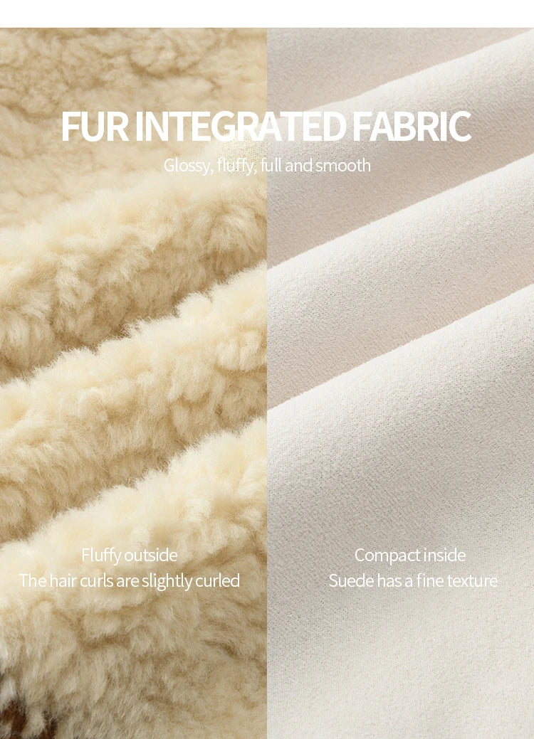 MISHOW Winter Jackets Women 2025 Retro Apricot Imitation Lambswool Coat Commuter Round Neck Single-breasted Jacket MXE51W0874