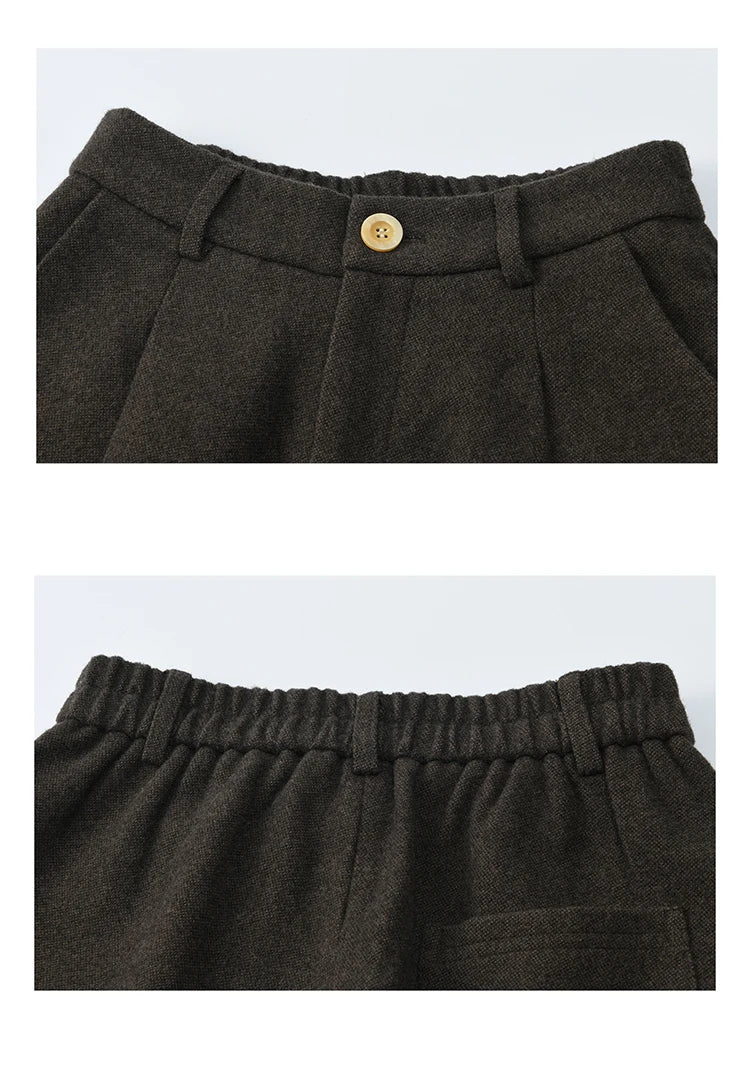 MISHOW Women Pants 2025 Autumn Winter Retro Brown Wide-leg Pants High Waist Design Loose Casual Drape Pants MXE88K1122