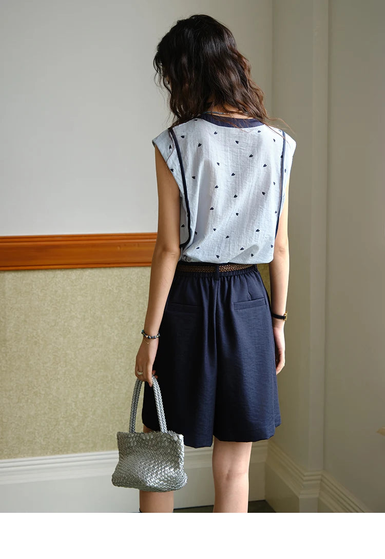 MISHOW Women's 2 Piece Set 2025 Summer Fashion Sleeveless Button Shirt High Waist A-line Shorts Set Ladies Clothing MXE37T0656