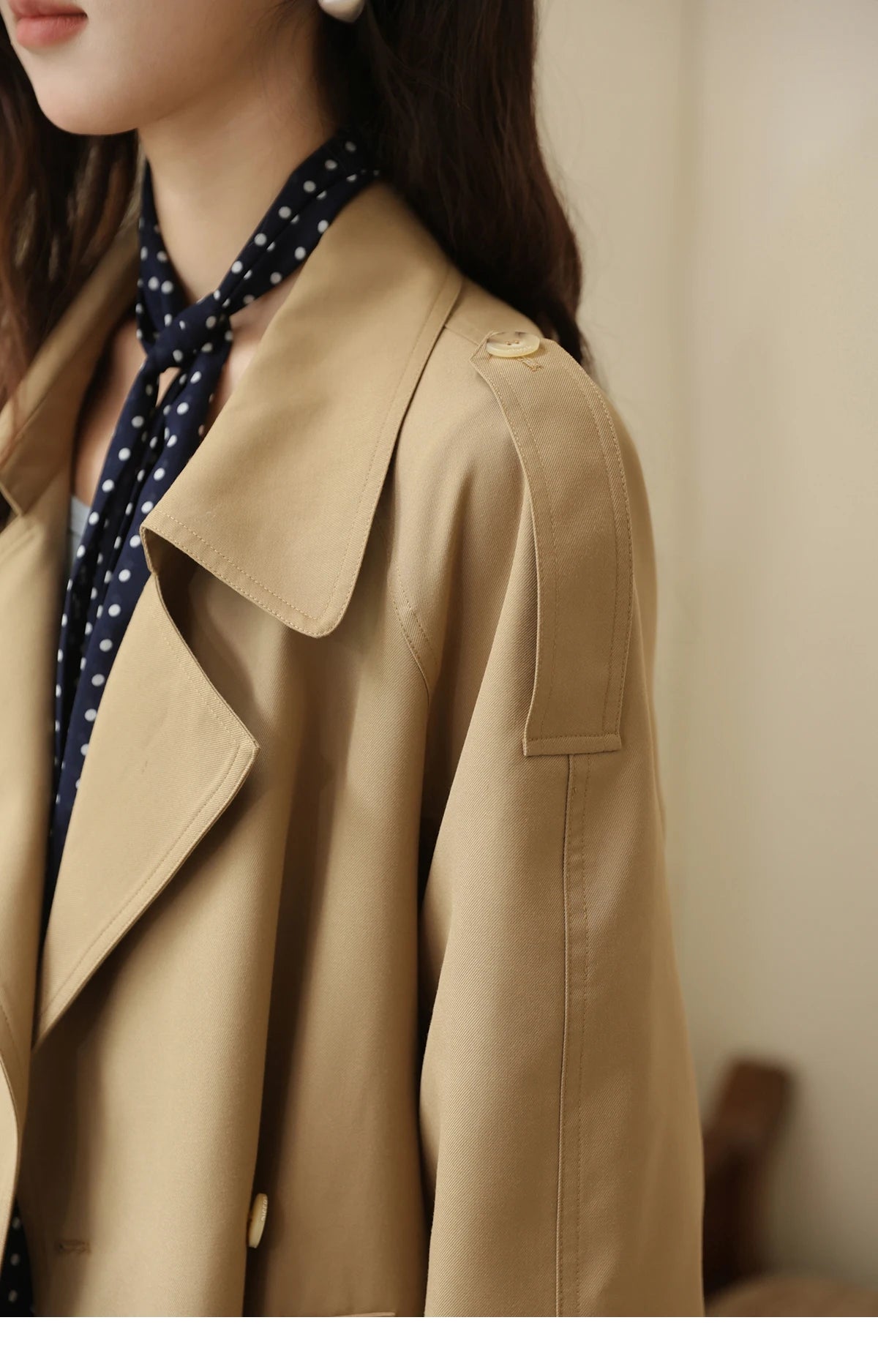 MISHOW Khaki Retro Plaid Flip Sleeve Trench Coat Autumn 2025 Double Breasted Belt Medium Length Trench Office Lady MXE44W0814