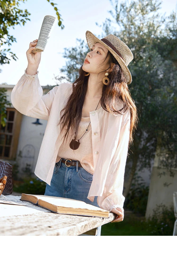 MISHOW Thin Shirt Set for Women 2025 Summer New Ladies Casual Tank Top Sunshade Button Shirt Stacked Two Piece Set MXE39T0689