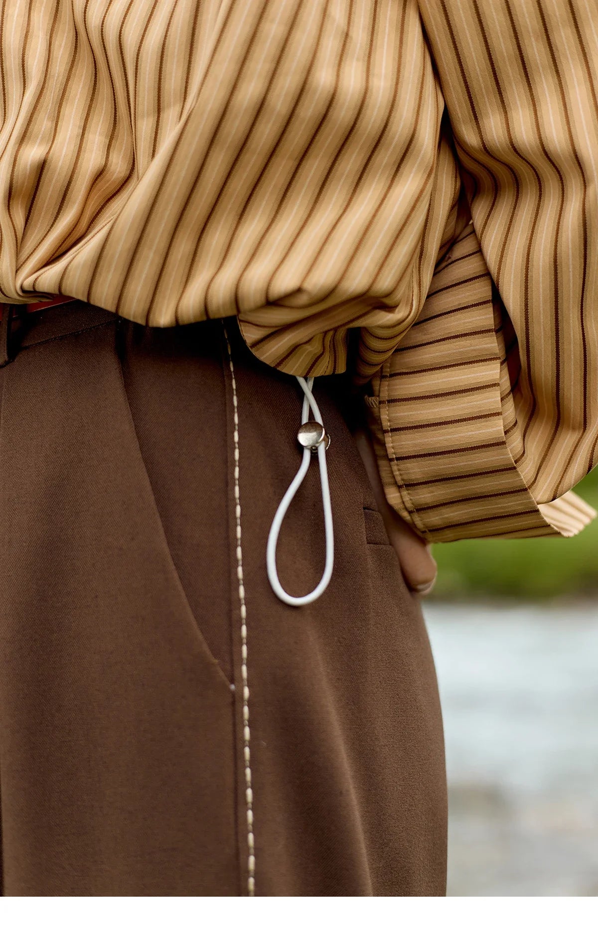 MISHOW Loose Lapel Collar Stripe Fake Two Piece Splicing Shirt for Women 2025 O-neck Asymmetric Square Pocket Shirts MXD43C0303