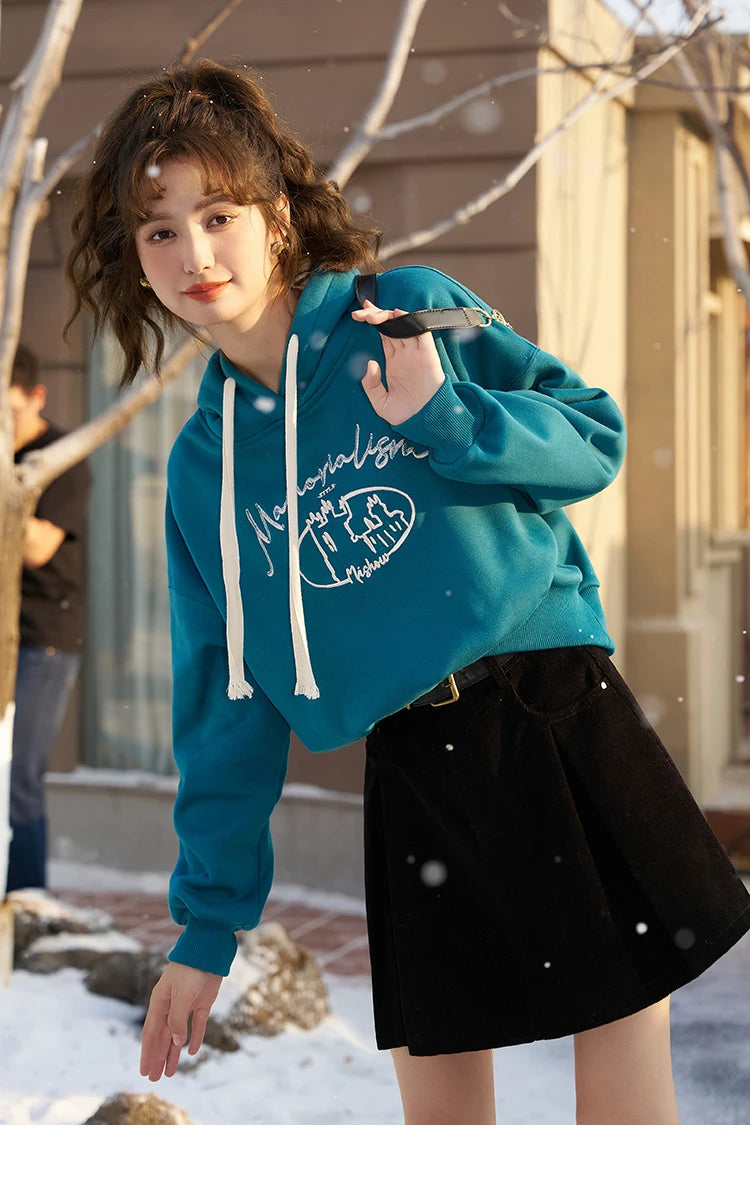 MISHOW 100% Cotton A-line Pleated Mini Skirt Women 2024 Autumn Winter Korean Fashion High Waist Short Skirt Female MXC55B0216