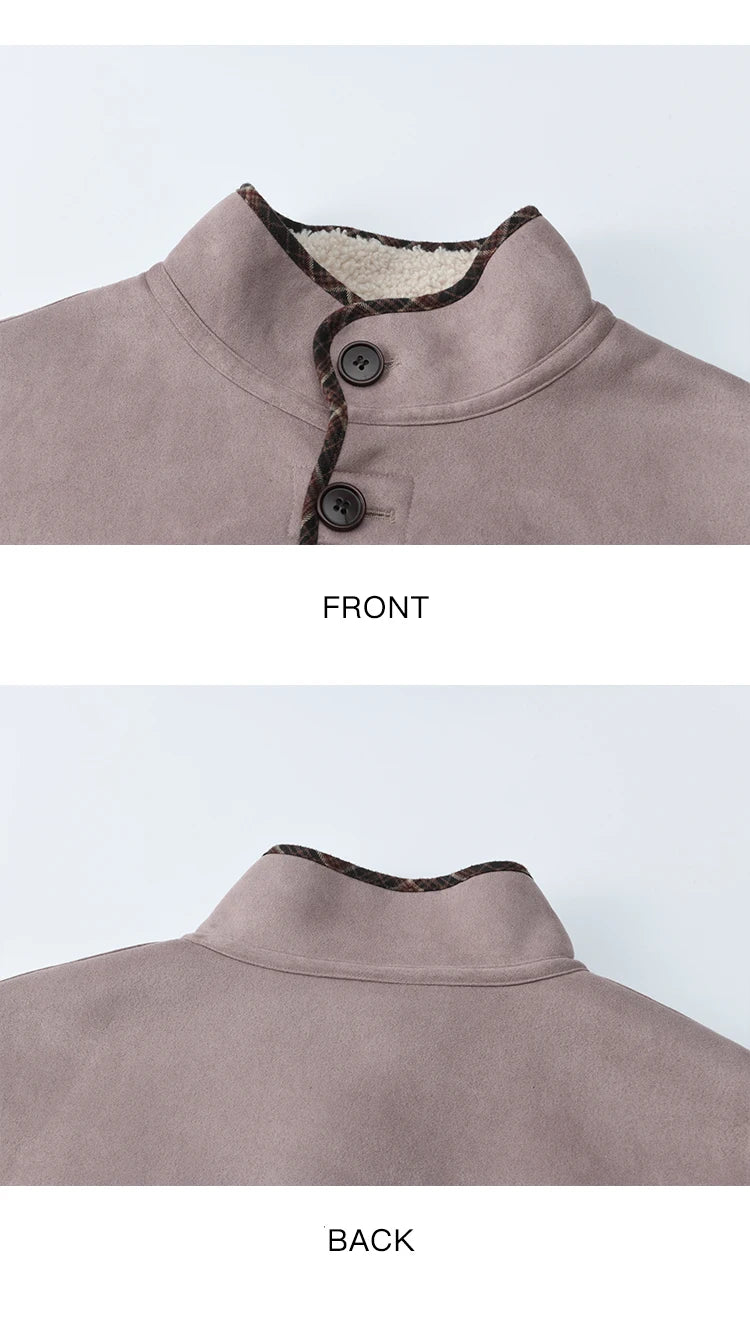 MISHOW Women Purple Coats 2025 Winter Luxury Turn-down Collar Double-sided Jacket Pocket Decoration Windproof Jacket MXE87W0940