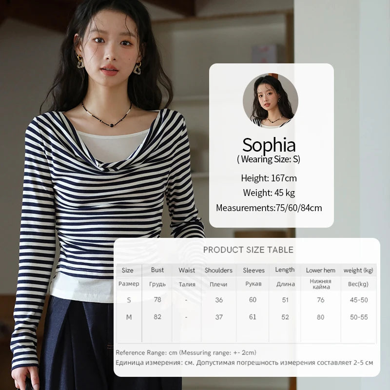 MISHOW Multi Colored Fake Two-piece Knitted Sweater 2025 Autumn Swinging Collar Casual Tops Contrasting Waist Top MXE42Z1341