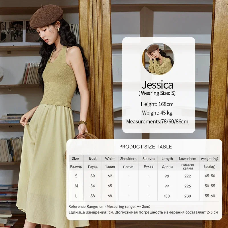 MISHOW Hanging Neck Dress Knitted Cardigan Separately 2024 Autumn Hollow Short Top Knitted Patchwork Sleeveless Dress MPD42L2040