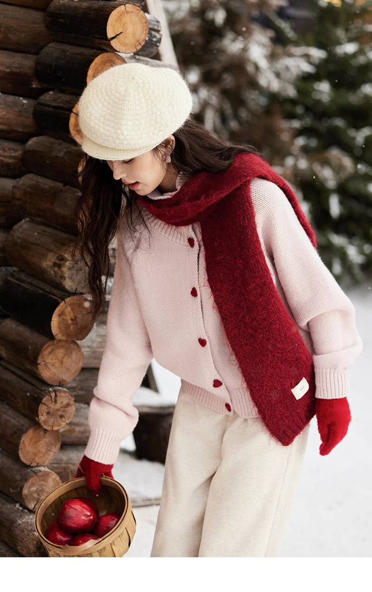 MISHOW Love Heart Button Sweater Color Clash Women Winter Clothing Knitted Cardigan Loose Versatile Thick Warm Tops MXD58Z1127