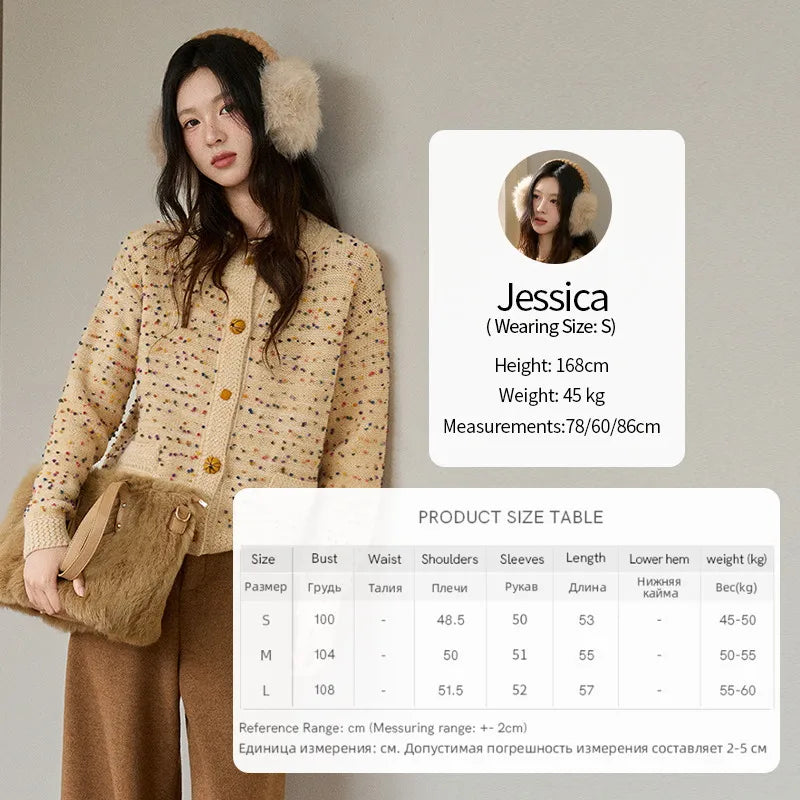 MISHOW Colorful Yellow Sweater Cardigan for Women Winter 2025 Arctic Fleece Retro Round Neck Warm Thick Knit Sweaters MXE91Z2778