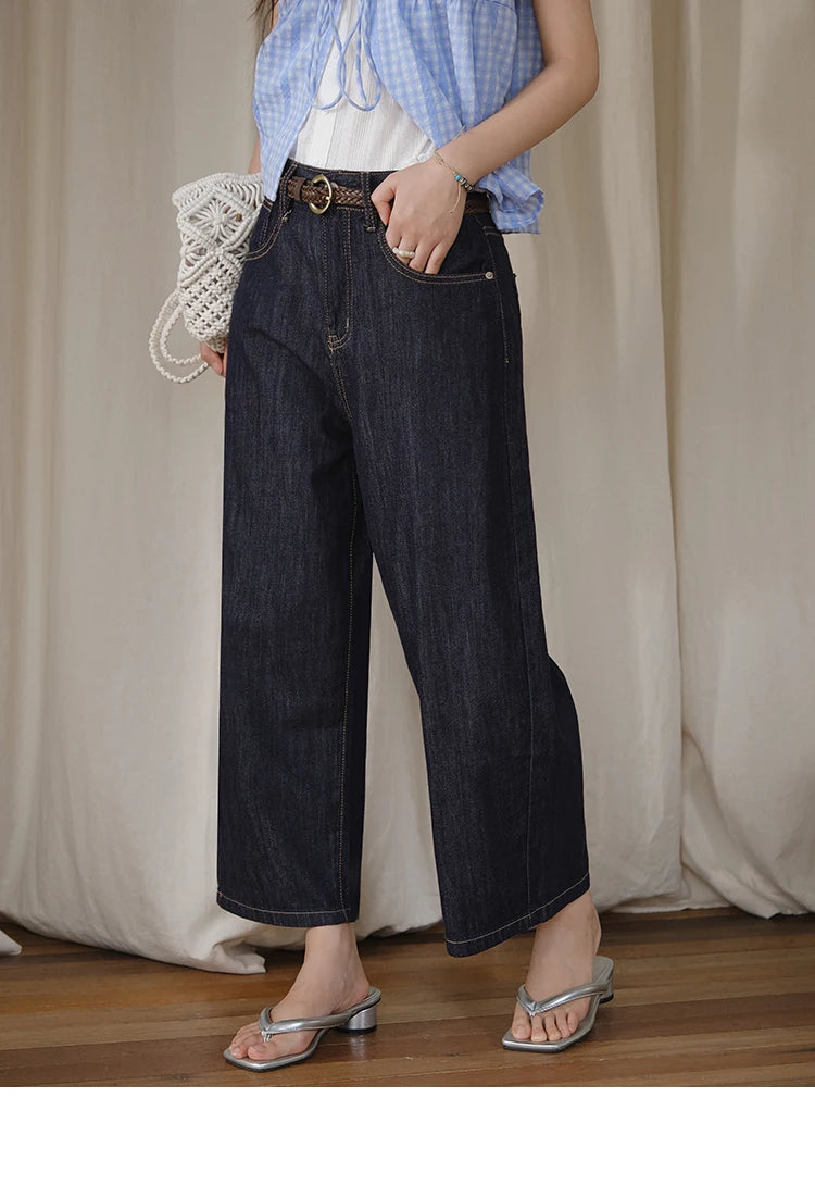 MISHOW Women's Straight Pants 2025 Summer Fashion High Waist Wide Leg Jeans Slim Zipper Pants Casual Female Clothing MXE37K0995